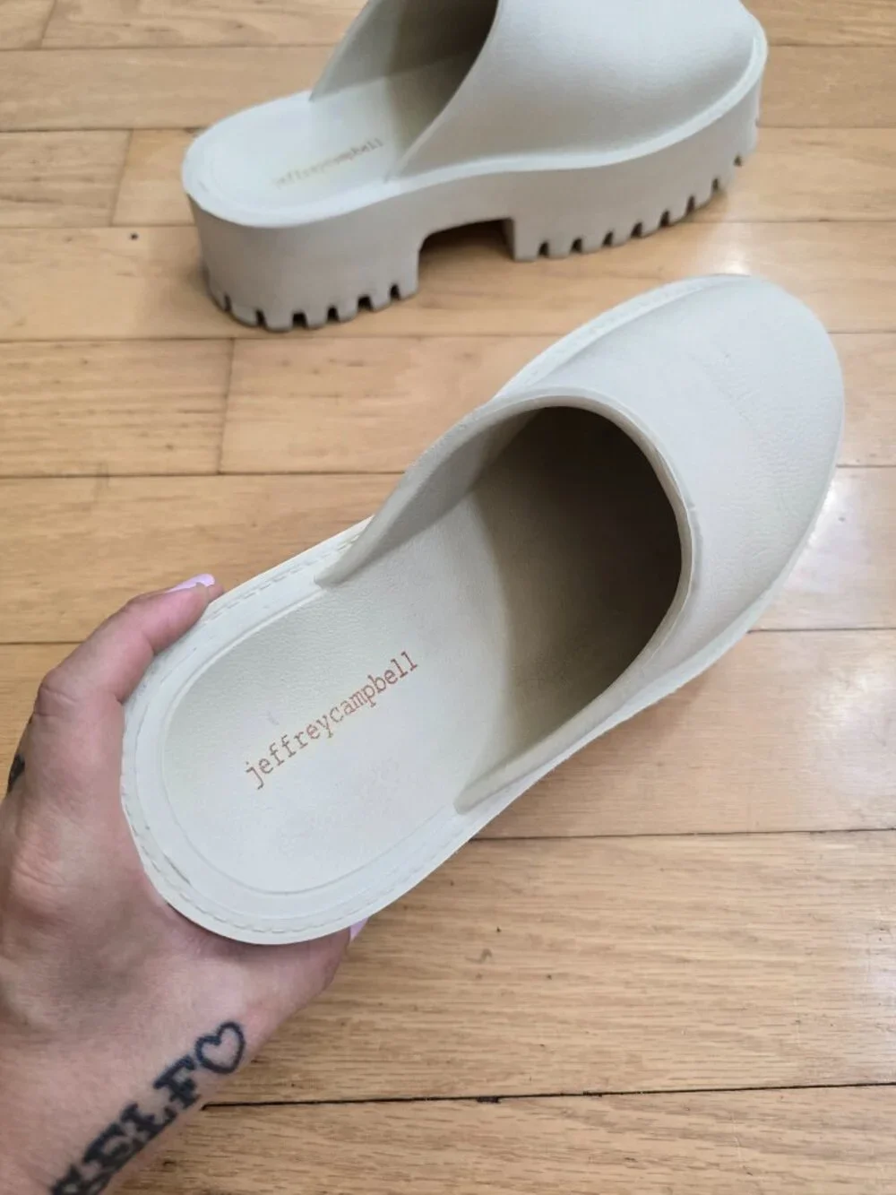 Jeffrey Campbell | Centi  Cream Monochrome EVA Platform Mules WMS 9